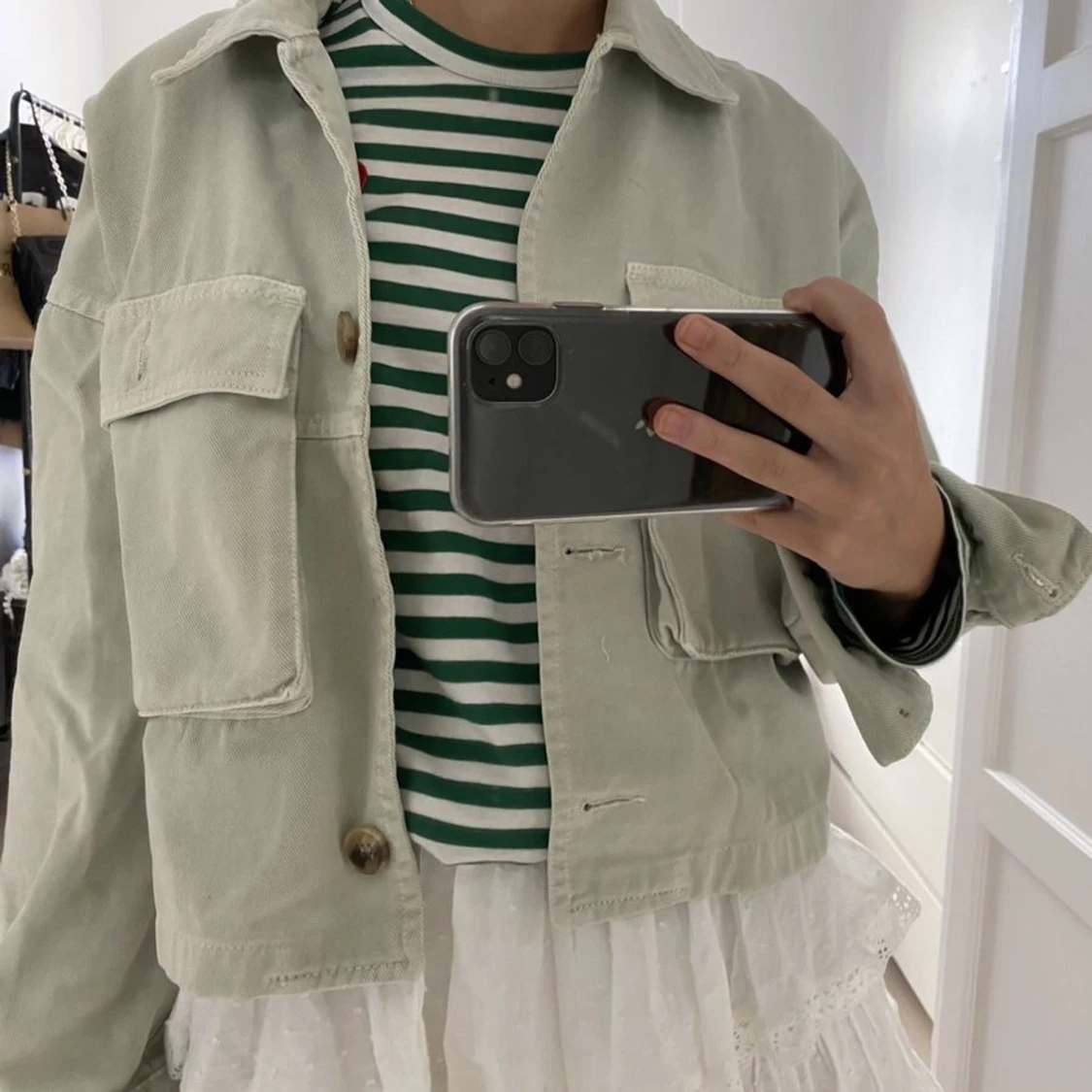 Mintgrön jeans jacka