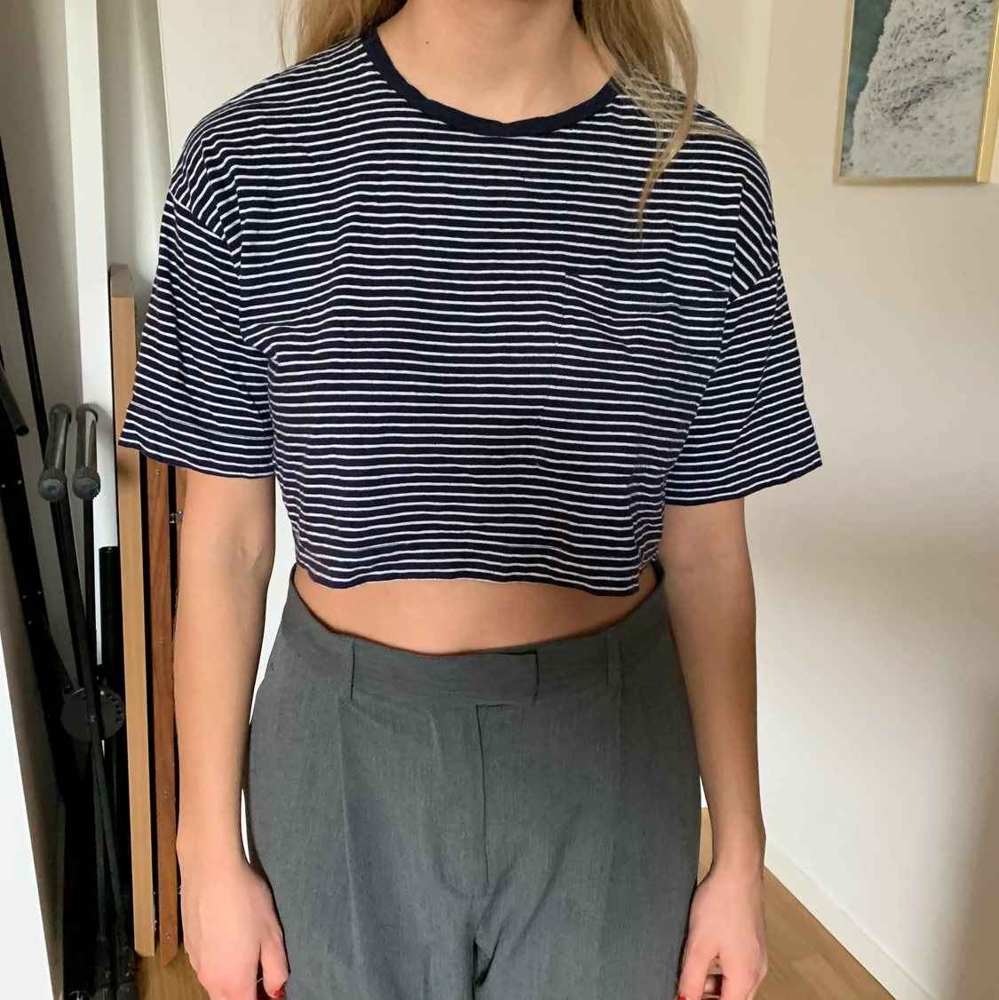 Croppad randig t-shirt