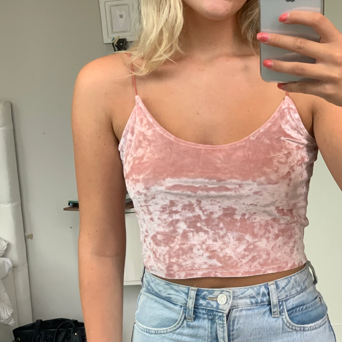 Rosa sammets linne - 90