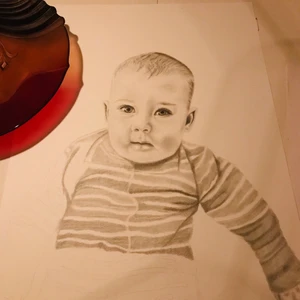 Porträttmålning!! - Målar porträtt! Allt jag behöver är en bild i bra upplösning gärna svart/vit men kan lösa det själv annars! Detta är bara ett exempel på en beställning som jag håller på med nu så är inte klar! Bästa presenten man kan få som är personlig :) till födelsedagar, babyshower, jul osv... skicka ett medelande för pris beroende på storlek och om du vill ha den inramad osv:) frakten beror även på hur tungt det bli med/utan ram osv... 