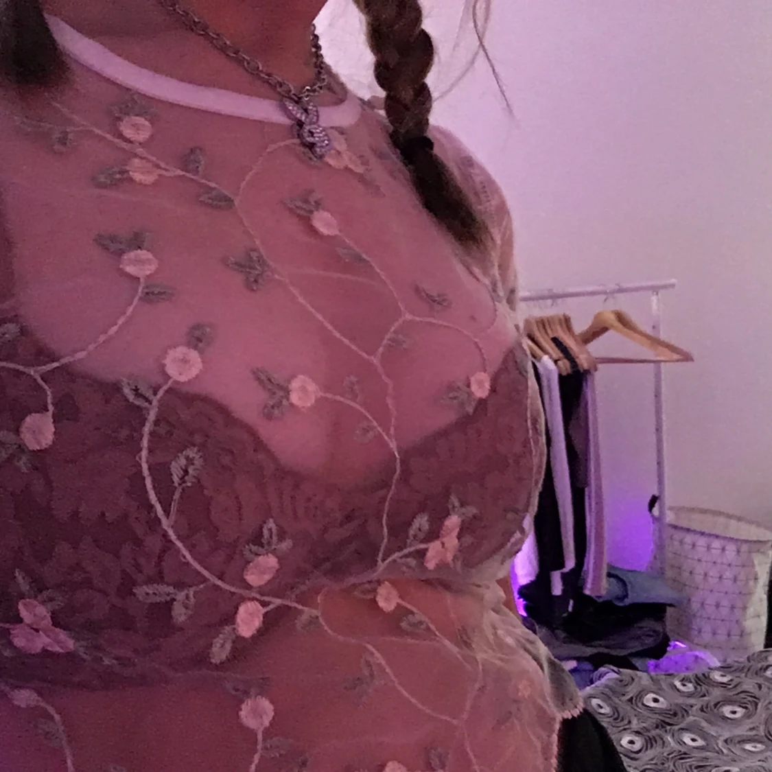 see-through blommig top - 90