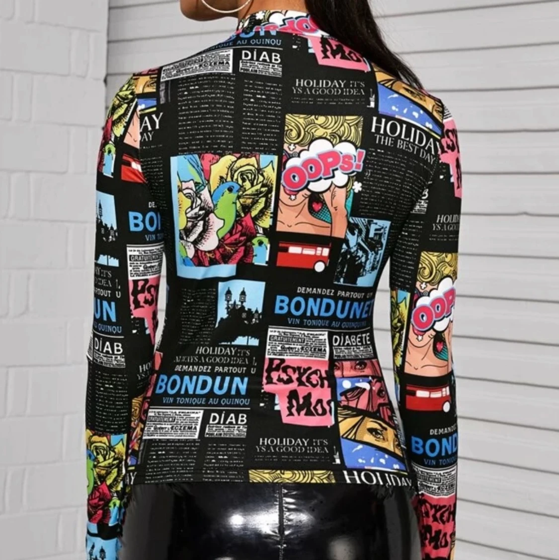 svart lång armar cool tryck  - 90