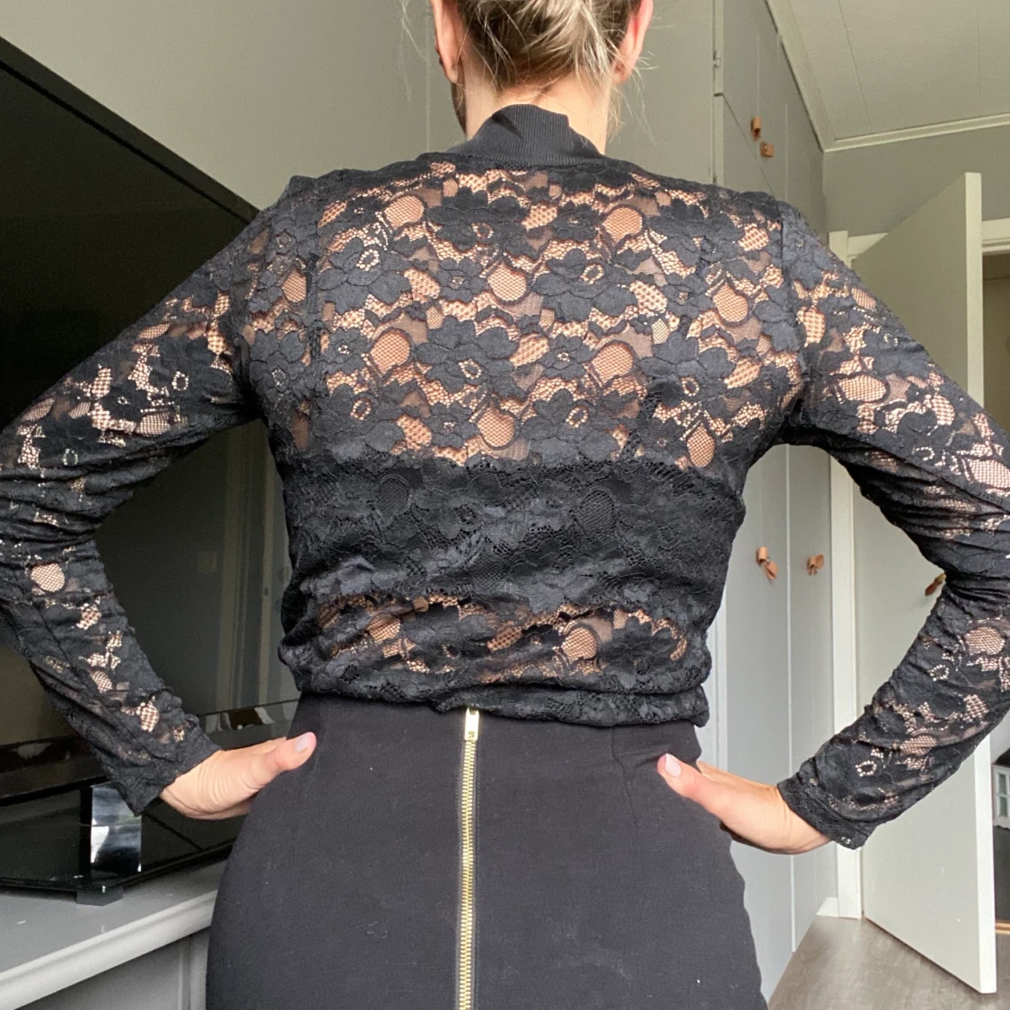 Spetsig long sleeve-topp - 90