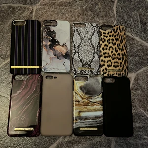 8 skal IPhone 7/8 plus - 8 Skal till IPhone 7/8 Plus, endel än använda mer än andra men inget är trasigt. 6 st från Ideal of Swedenborg 2 andra. Alla för 150kr inkl frakt