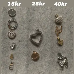 Säljer några av mina berlocker / hängen då jag inte använder dom längre✨ Dom längst åt höger (40kr) är silver, guldpläterade!! Skriv om du vill ha mer bilder!! 