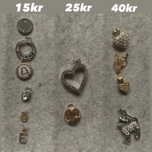 Berlocker/hängen - Säljer några av mina berlocker / hängen då jag inte använder dom längre✨ Dom längst åt höger (40kr) är silver, guldpläterade!! Skriv om du vill ha mer bilder!! 