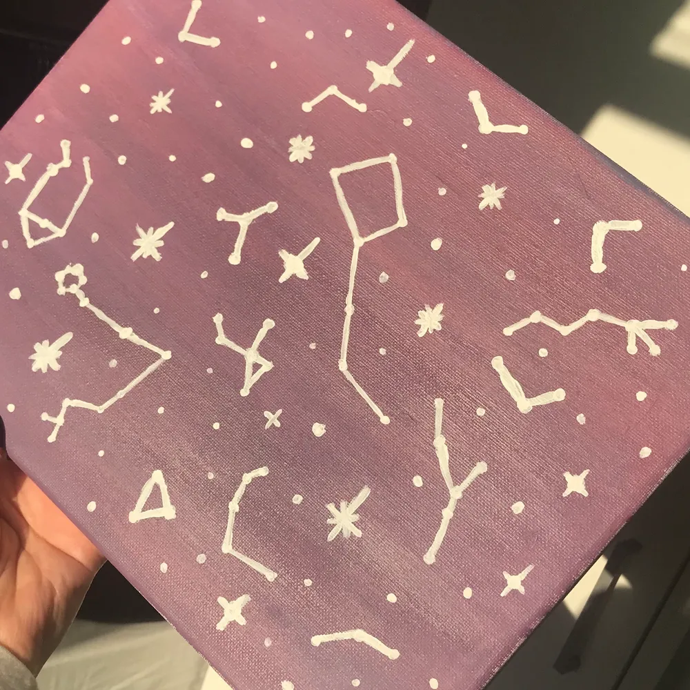 En målning gjord av mig som representerar astrologi, rymden med olika stjärntecken . Övrigt.