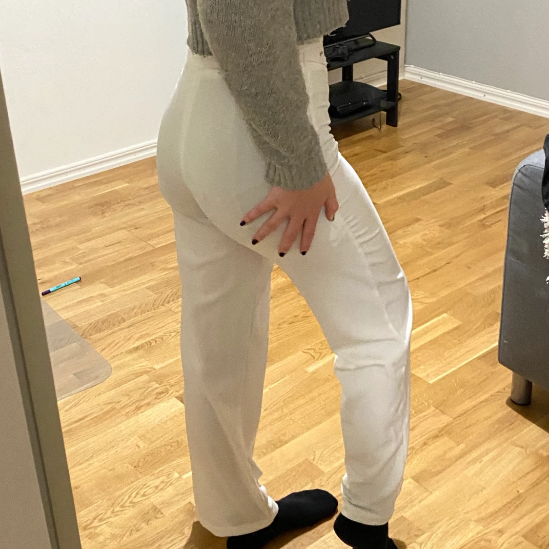 Vita kostymbyxor  - 90