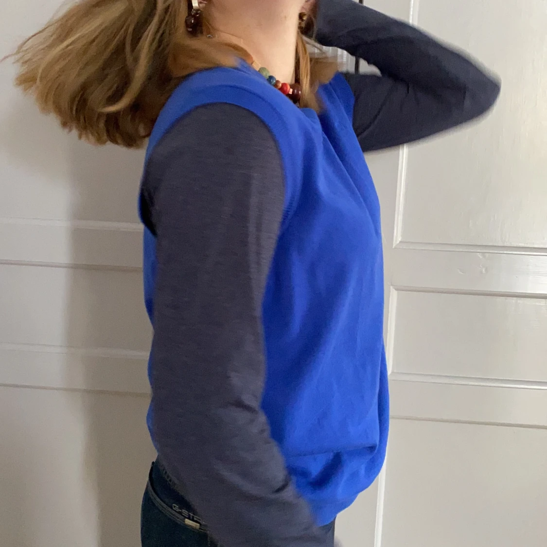 Blå väst strl M/L oversized - 90