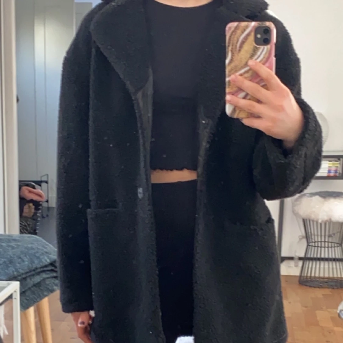 Svart Teddy kappa  - 90