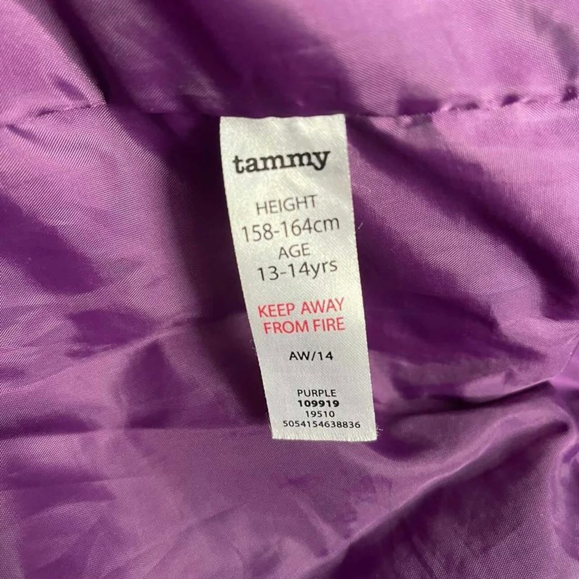 Lila vinter jacka storlek 13-14 år - 90