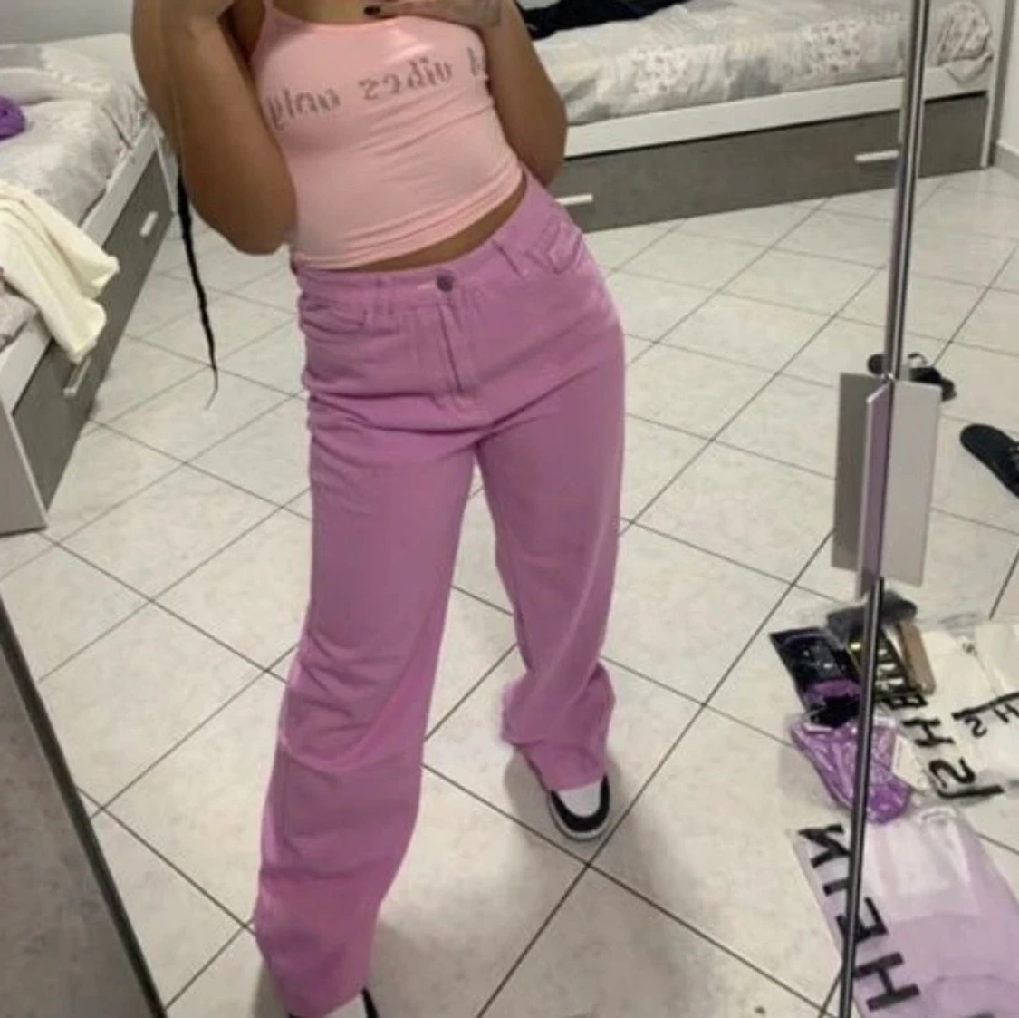 Knapp slätt jeans i storlek L - 91