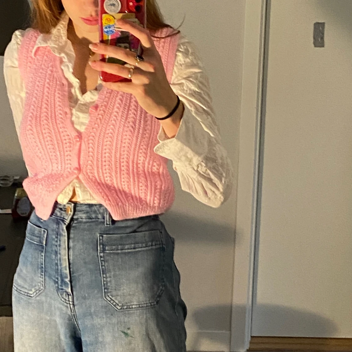 Rosa stickad väst💗 - 90