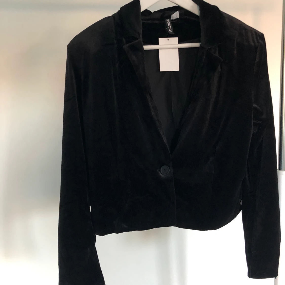 Croppad velour kavaj