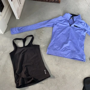 Träning kit  - På första bilden me tränings koftan och tränings linnet så är koftan storlek XS och linnet 146/154 sen på andra bilden så är Nike shortsen storlek S dem shortsen där man ser lite rosa är storlek S och sen dem andra är XS ( varenda plagg kostar 50 kr)