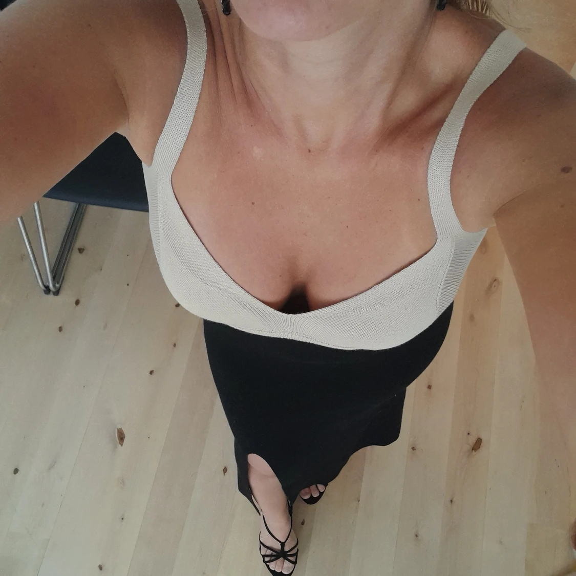 Knit dress black and bege - 90