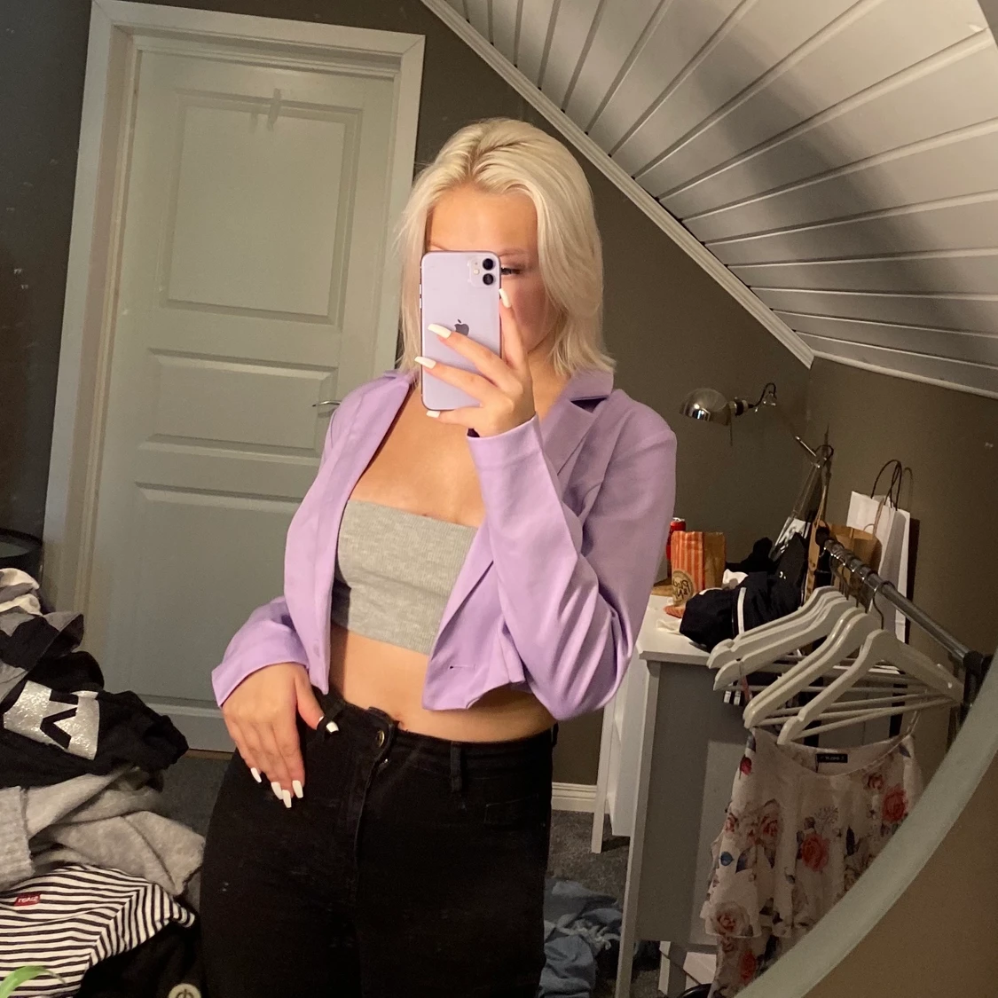 Kort lila kavaj - 90