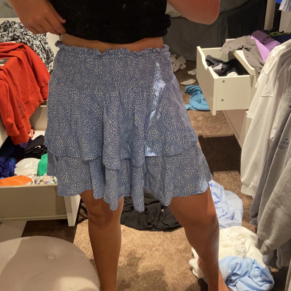 Blå kjol med resår 