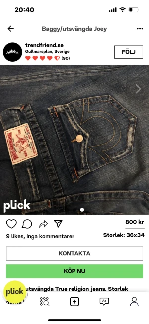 True religion jeans - Säljer mina true religion jeans som är i bra skick, säljer dem då de är för stora och inte kommer till användning. Lånade bilder skriv ifall ni vill ha fler egna bilder eller info, 