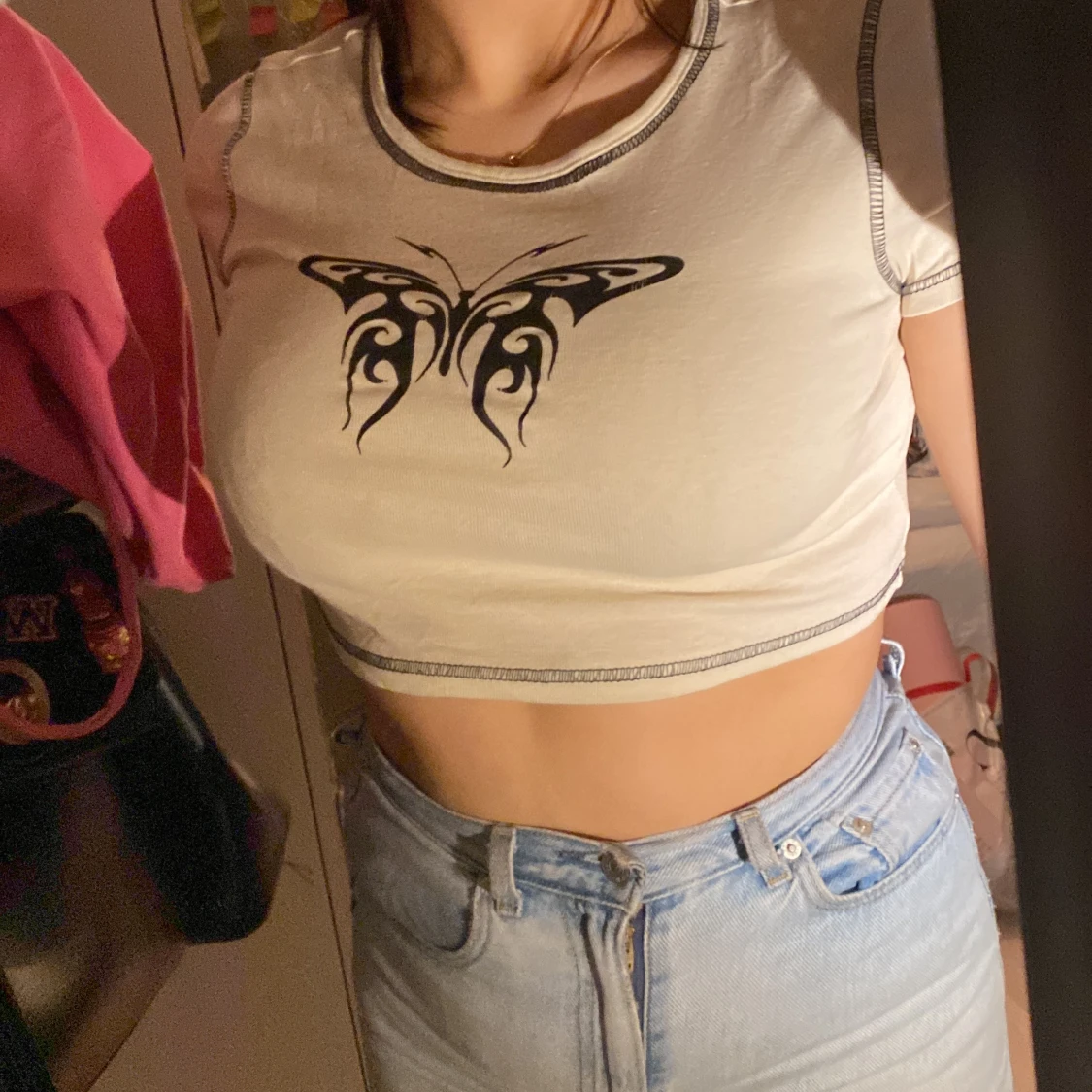 Begie topp med tryck