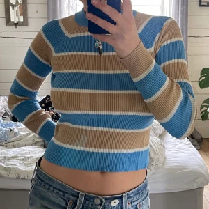 Randig tröja - Blå/brun/vit randig tröja. Bra skick, väldigt stretschig, ribbad