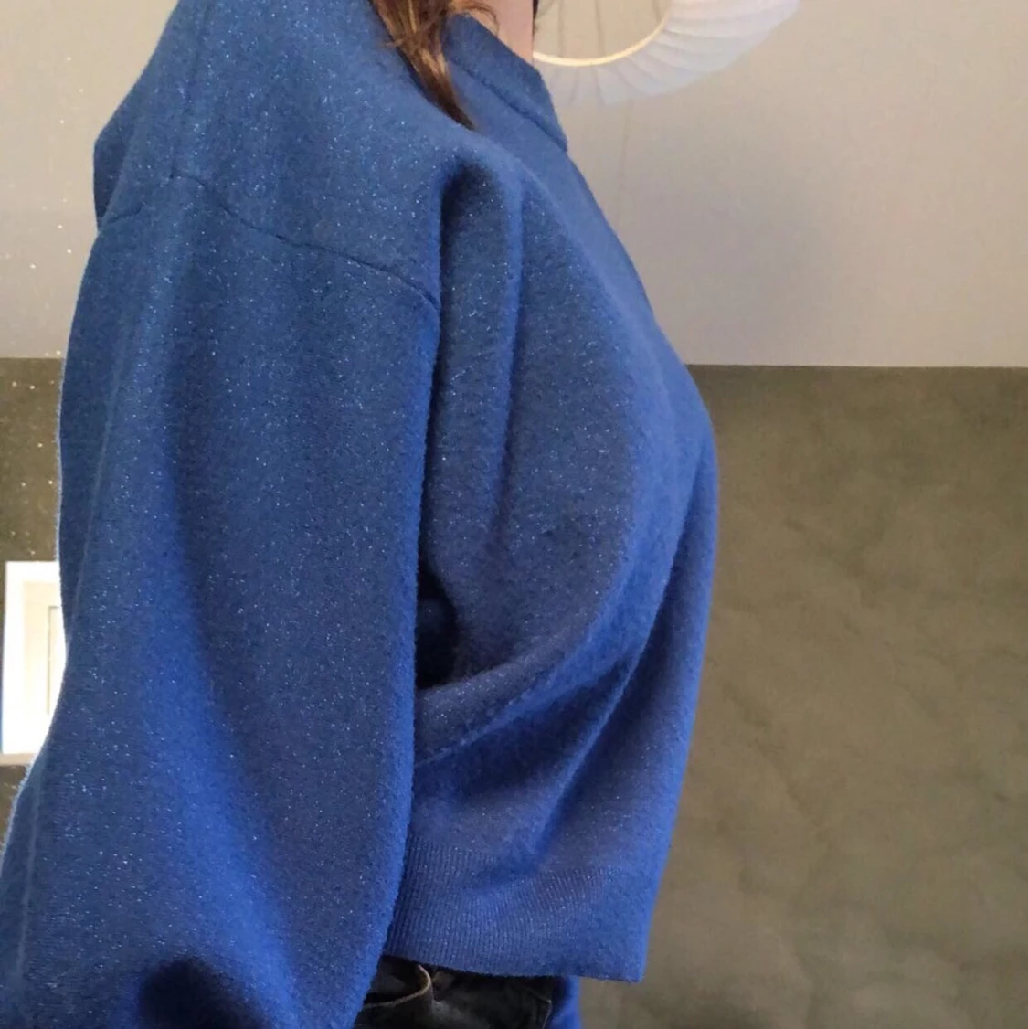 Blå glitter stickad - 90