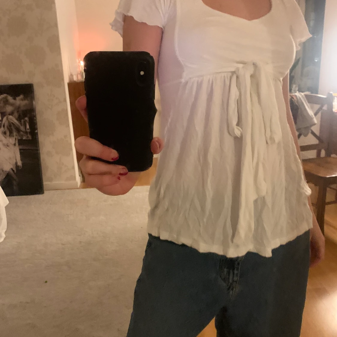 Vit tröja med band - 91