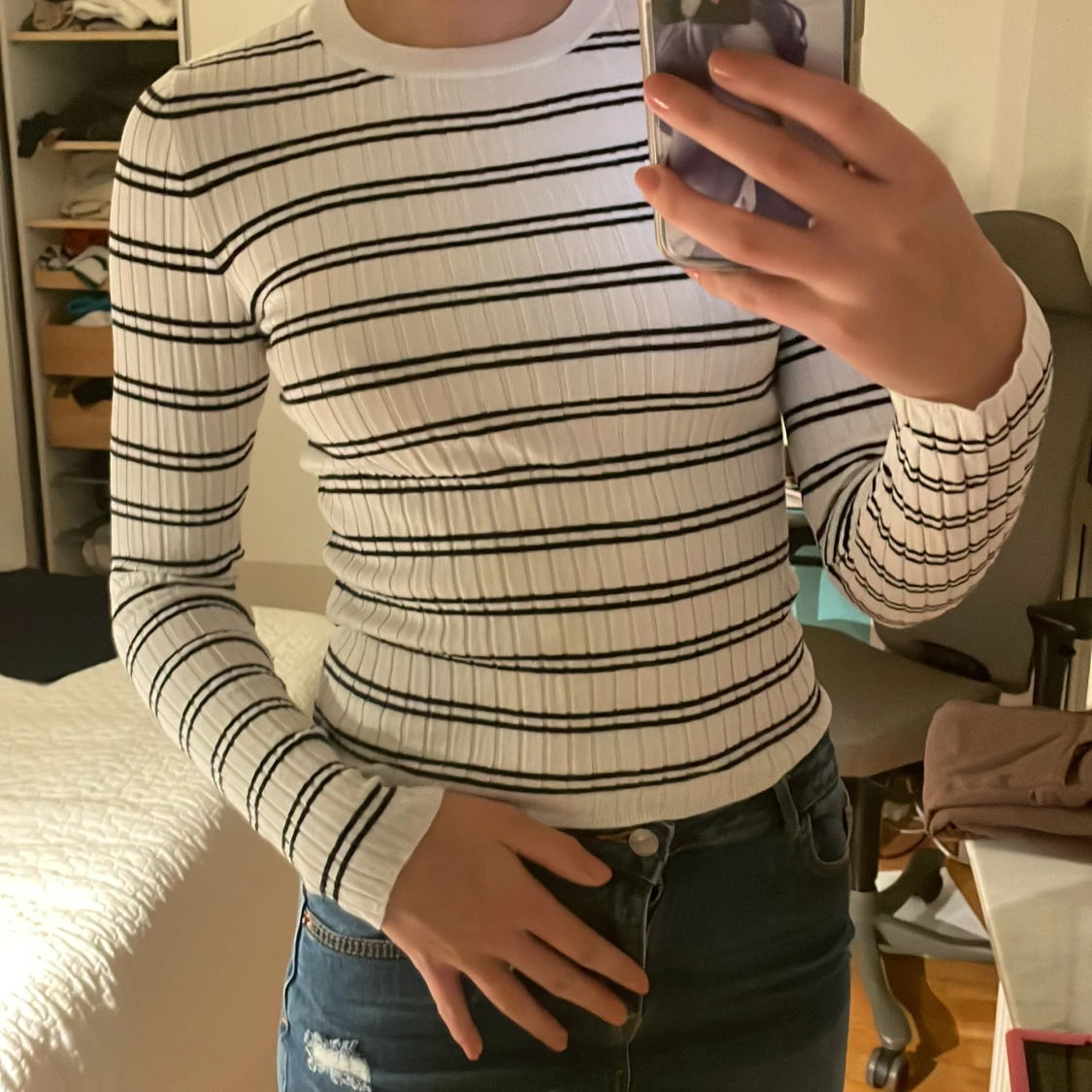 Tajt långärmad tröja  - 90