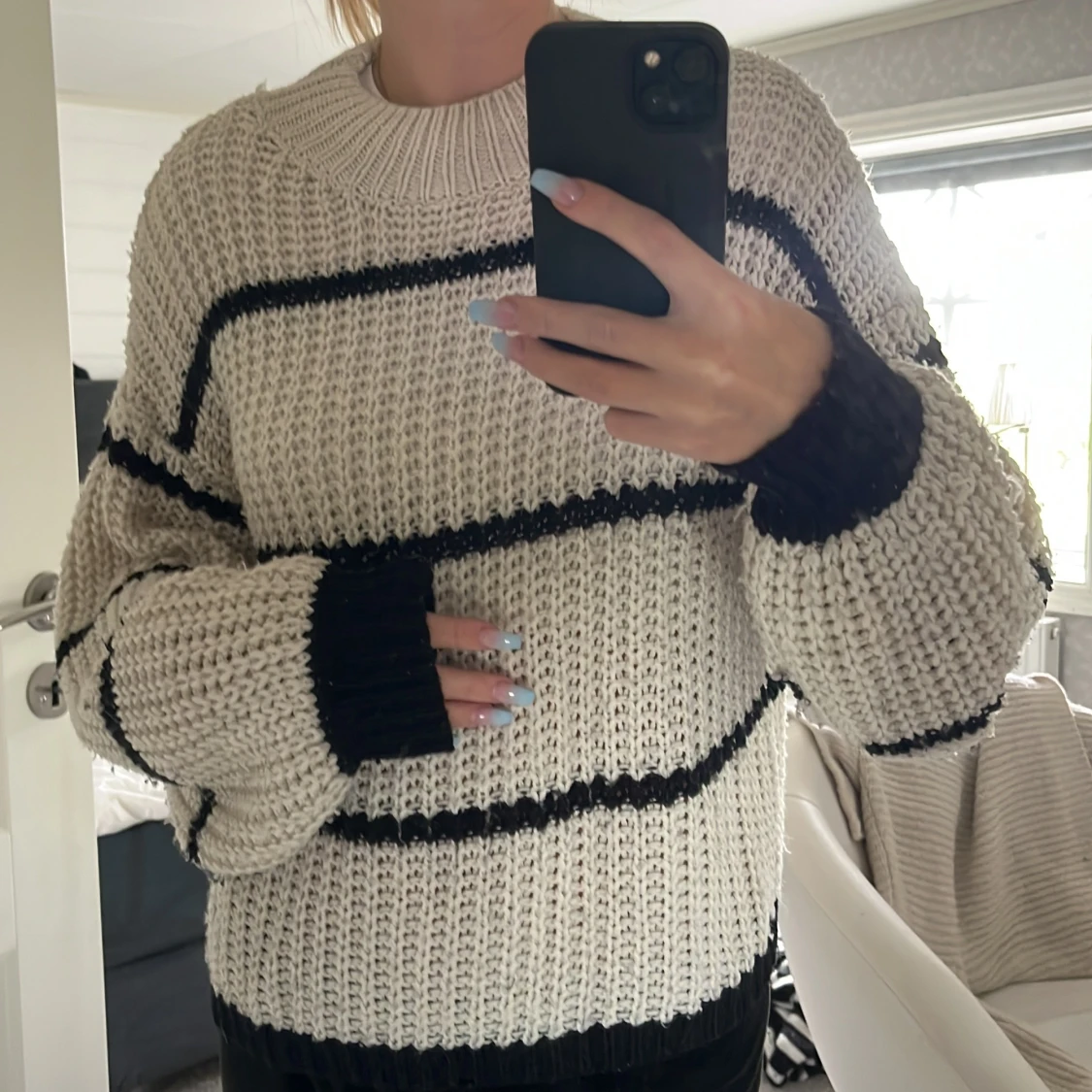 Stickad randig tröja - 90
