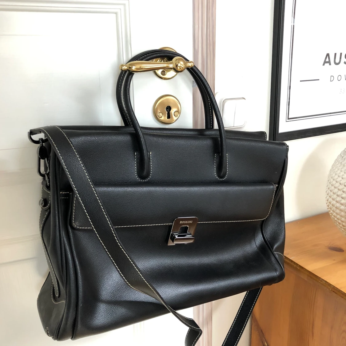 Svart läderväska för jobb/plugg