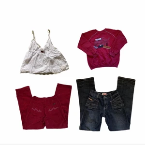 Style bundle - röd y2k - Style bundle !!!  I denna bundle får du 4 plagg:                 odd molly linne (xs)      -       vintage puma tröja (snyggt oversized på mig som är s)        -         röda manchester byxor lågmidjade och bootcut W27)      -     mörkblå jenas lågmidjade och bootcut med coola detaljer (W27)                                               frakt till kommer