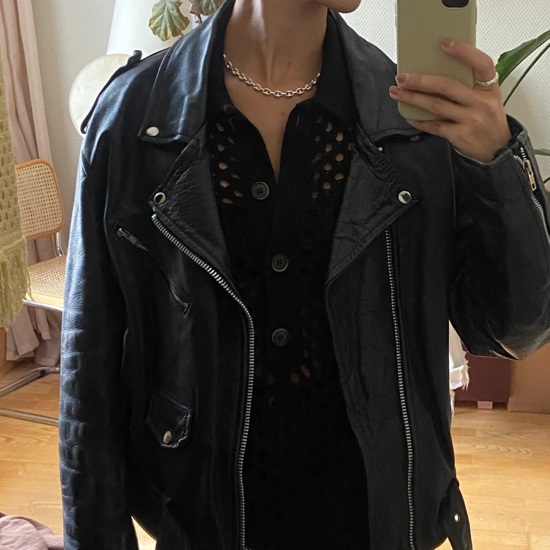 Skinnjacka biker vintage oversize