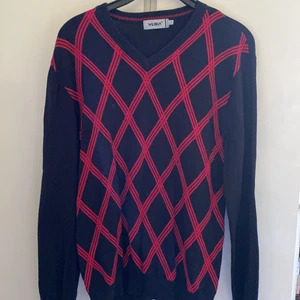 tröja - svart/röd rutig farfarströja 