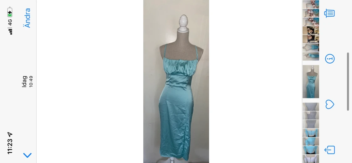 Satin klänning ljus blå