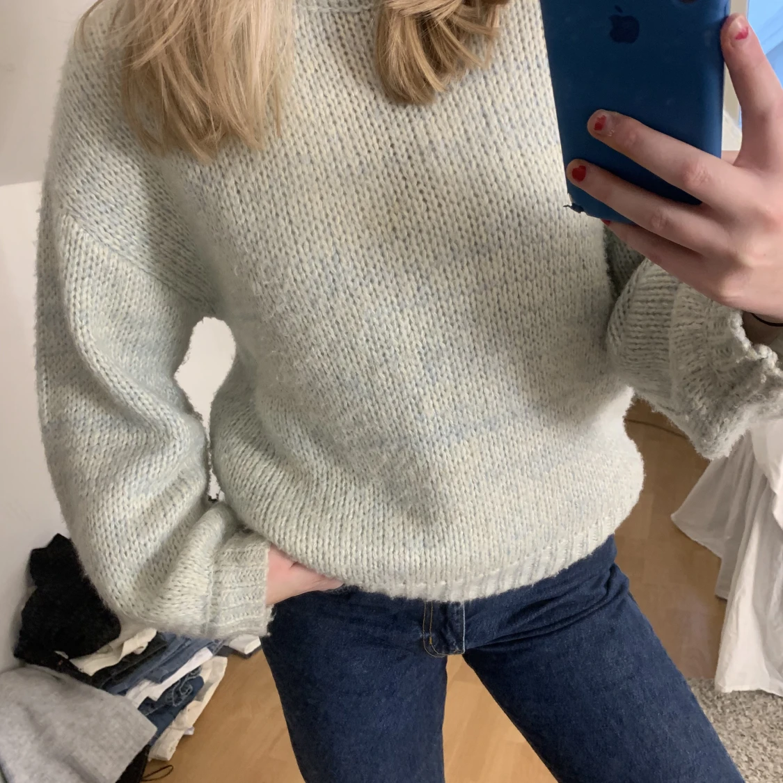 Ljusgrön stickad tröja  - 90