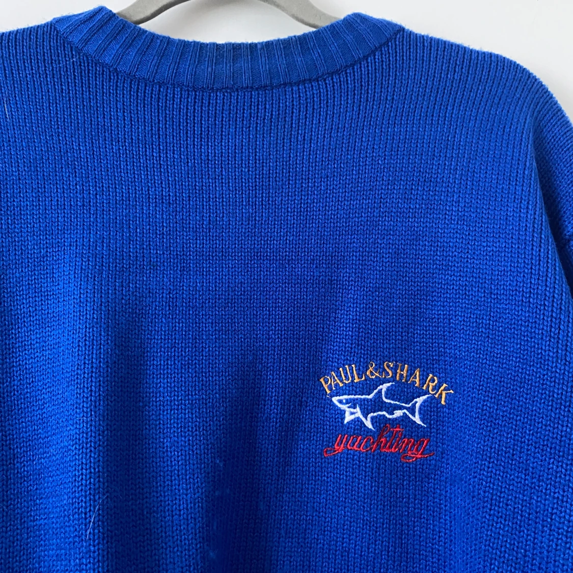 Vintage Stickad tröja blå stl L