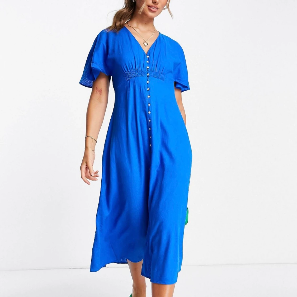 Mango koboltblå klänning i linne