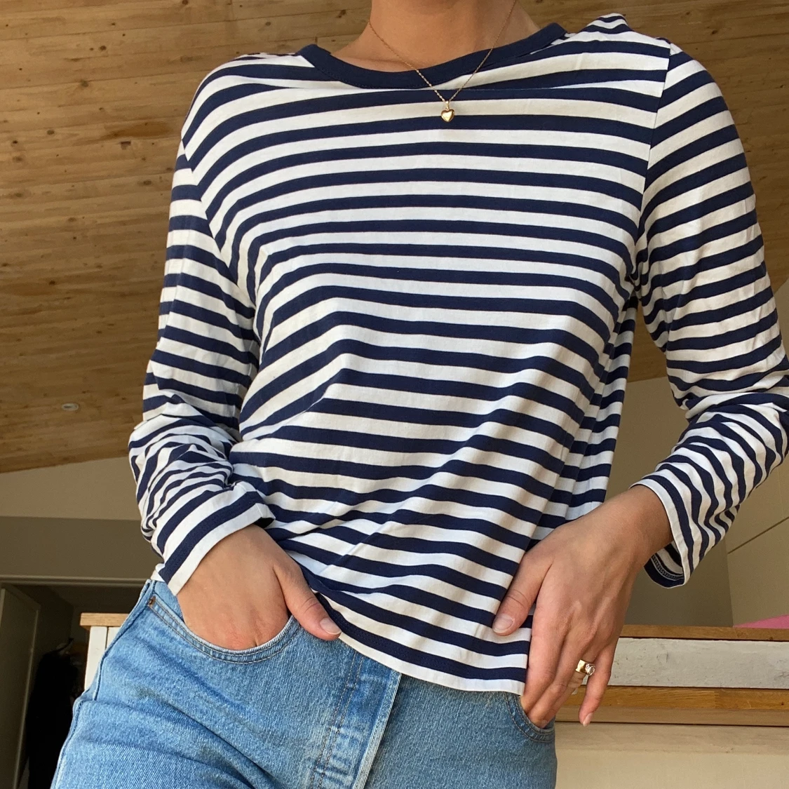 Randig långärmad tröja från Monki i strl S