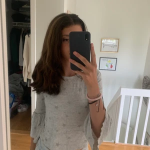 säljer jötte fin tröja och jeansshort - En fin  tröja  med  stjärnor som passar bra när det är lite kyligare ute. Den är ny och inte använd  köpte för 120kr och säljer för 40kr. Shortsen är köpte på sellpy  för 100 och säljer för 70kr om man köper tsm får man för 100kr + frakt
