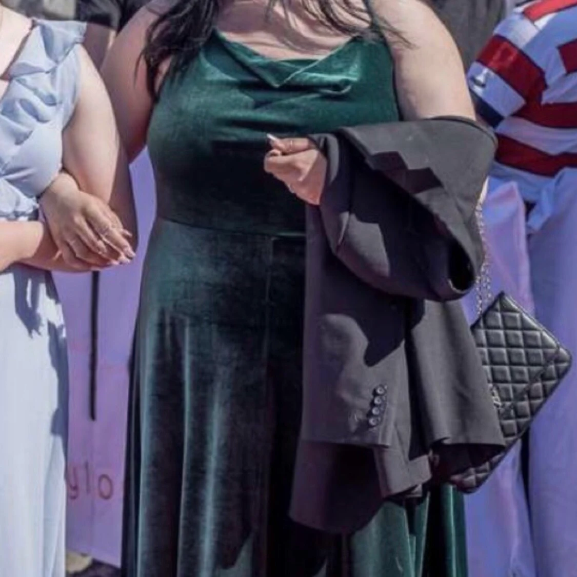 Mörk grön sammet klänning 2XL - 90