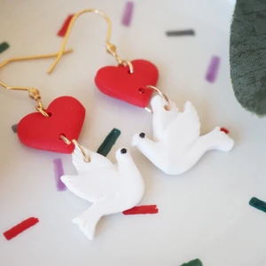 Peace dove 🕊 earrings  - Earrings made from polymer clay- light weight and colorful 