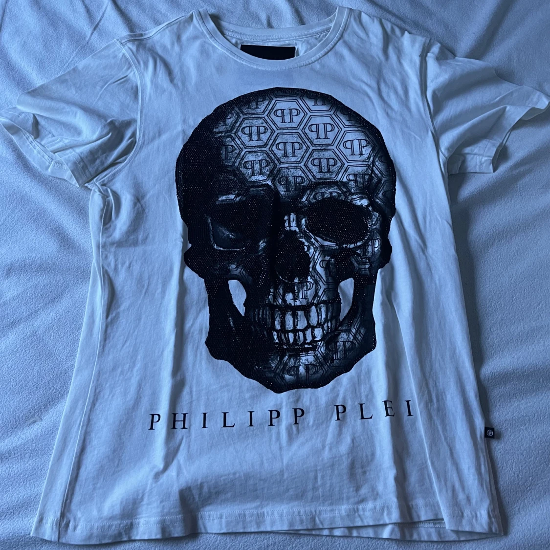 Vit Philipp Plein T-shirt med strass