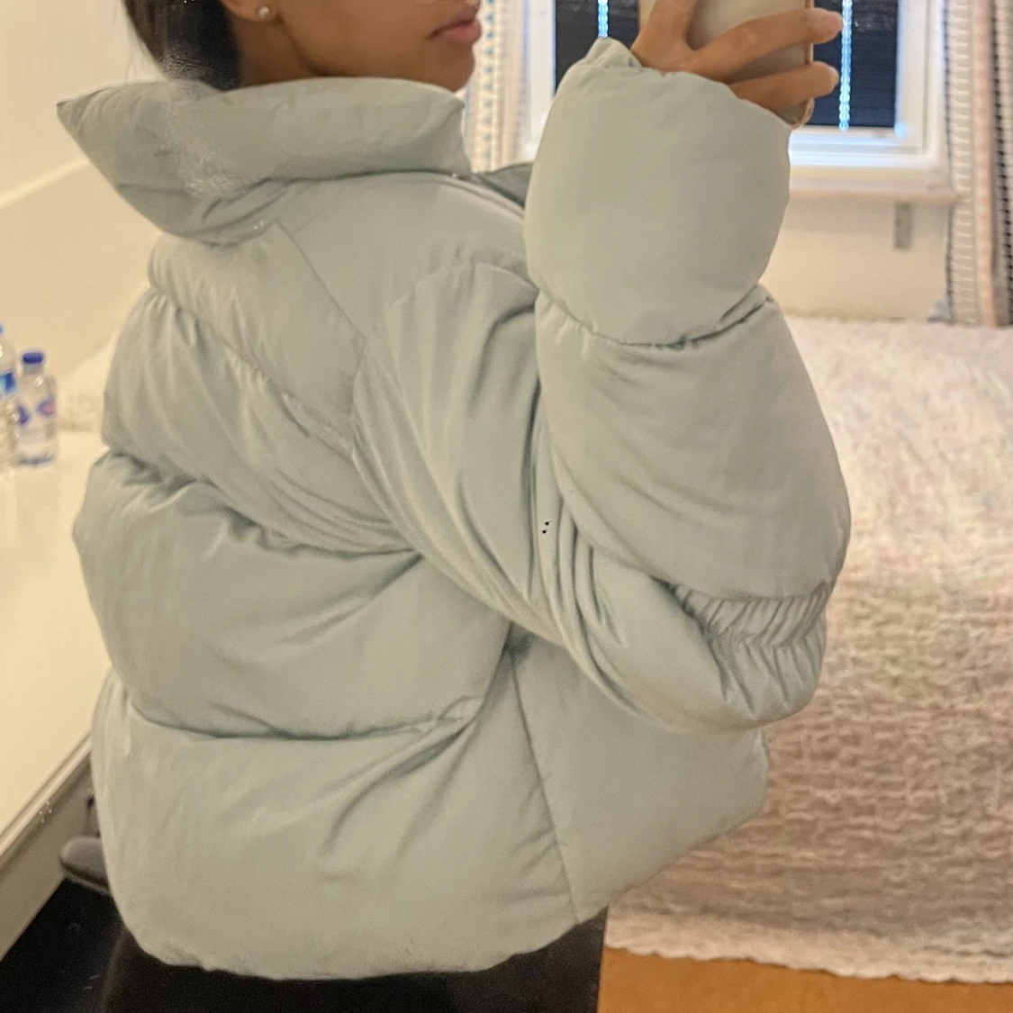 Ljusblå dunjacka NAKD, prislapp kvar - 91