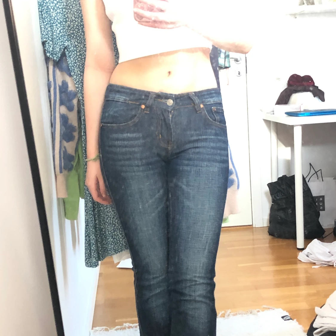 Low waist bootcut jeans med tryck  - 90