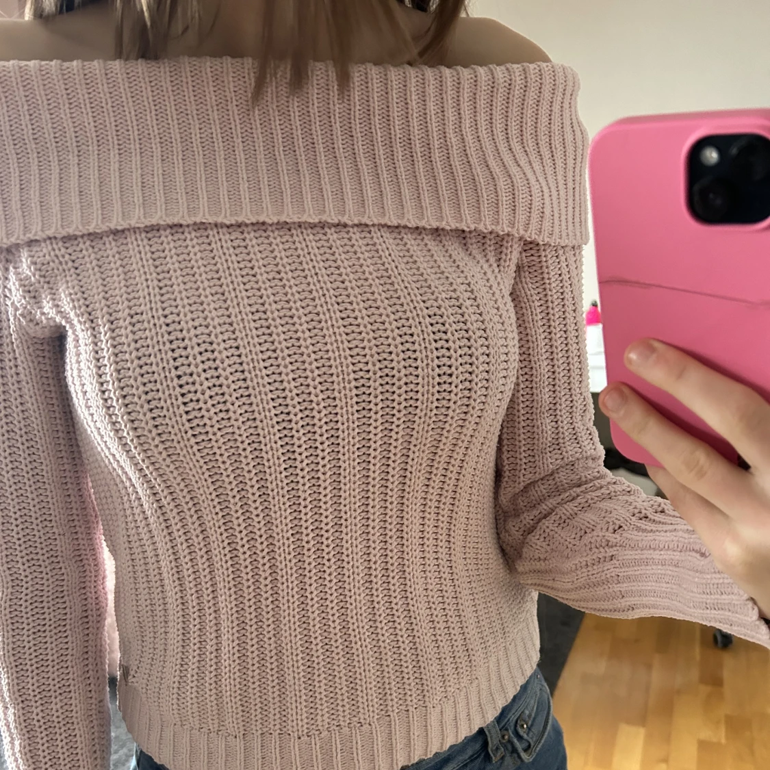 Ljusrosa stickad tröja