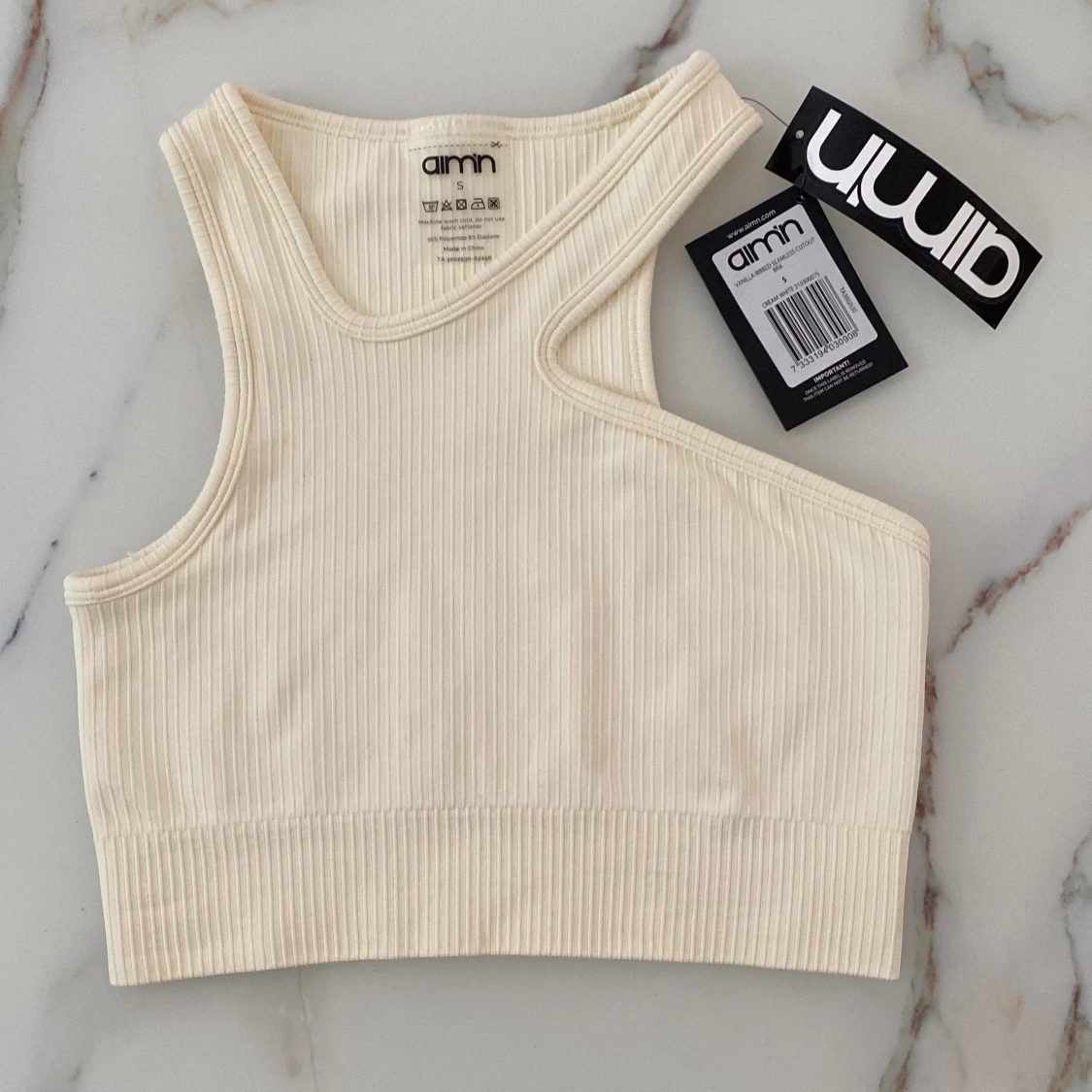 AIMN vanilla ribbed seamless cutout bra  - 90