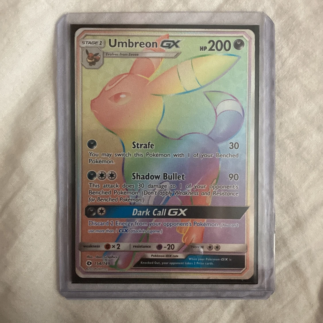 Rainbow Umbreon GX Full Art Pokémon Kort