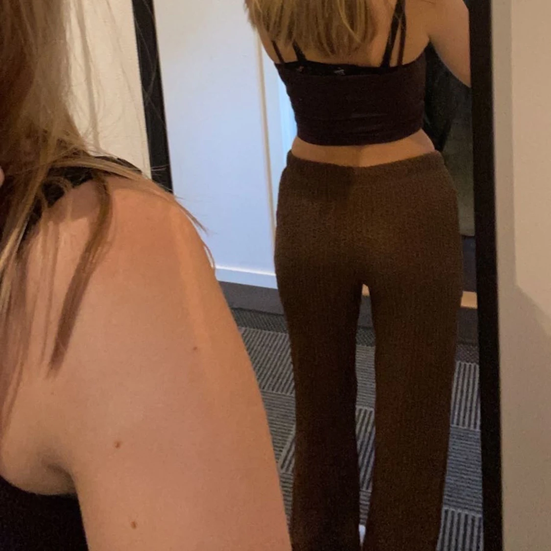 lågmidjade stickade byxor - 90