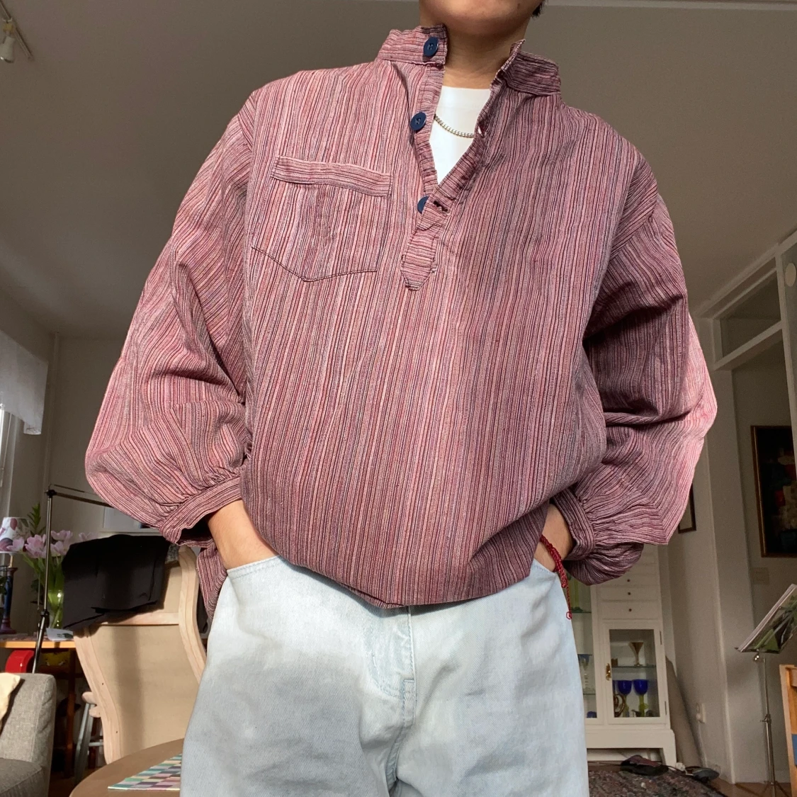 Lila randig skjorta  - 91