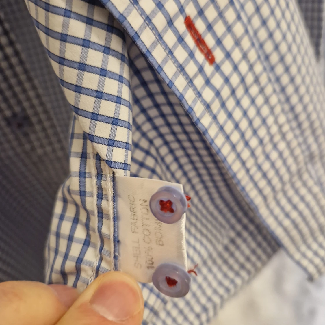 Swedish shirt design. Blue, white square pattern. - 91